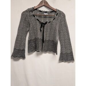 Tabitha Size Small Gray Y2K Bell Sleeve Lambswool Angora Cardigan Sweater Tie L